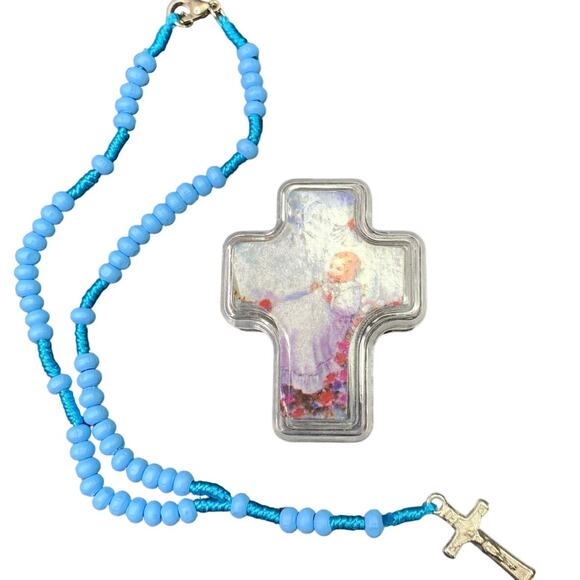 Rosary Cross with Box -Baptism Infant Baby Boy Gift - Picture 1 of 6